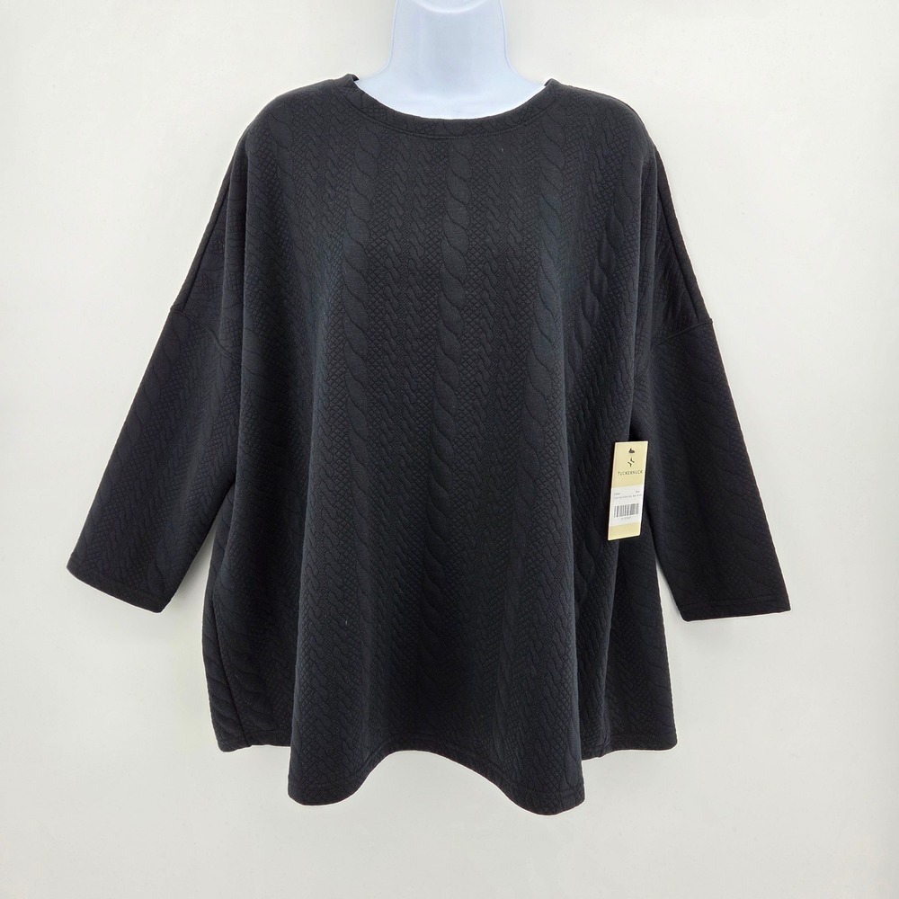 Tuckernuck Sport Cable Texture Ally Swing Sweatshirt Black XL/XXL‎ MSRP $128 NWT